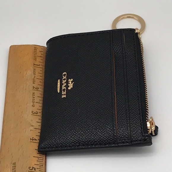NWT! COACH Women`s Mini Skinny ID Case Black With Gold Hardware - Picture 6 of 7